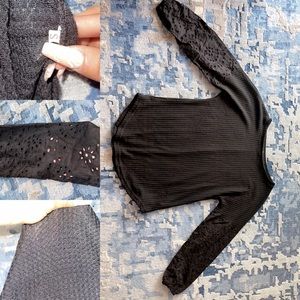 Black long sleeves with holes & patterns.